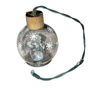 Vintage Avon Cavanagh Light Up Glass Bulb Snowflake Snowman Christmas Ornament